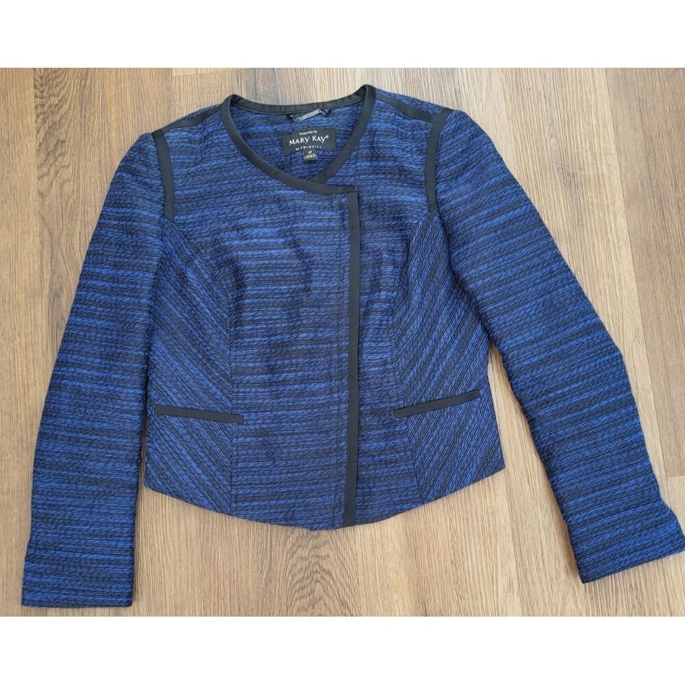 Mary Kay TwinHill Women’s 2P Blue Black Asymmetrical Zip Uniform Blazer